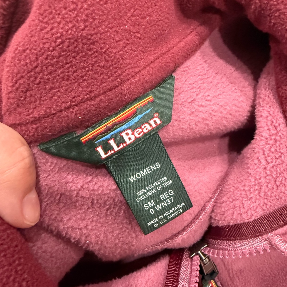 L.L. Bean Raspberry Quarter-Zip Fleece - Picture 3 of 3